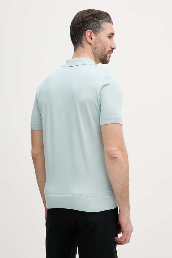 Îmbrăcăminte Karl Lagerfeld Polo tricotat bărbătesc din bumbac 562301.655007 turcoaz