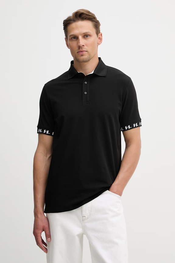 Karl Lagerfeld polo z elastanem czarny 562221.745020
