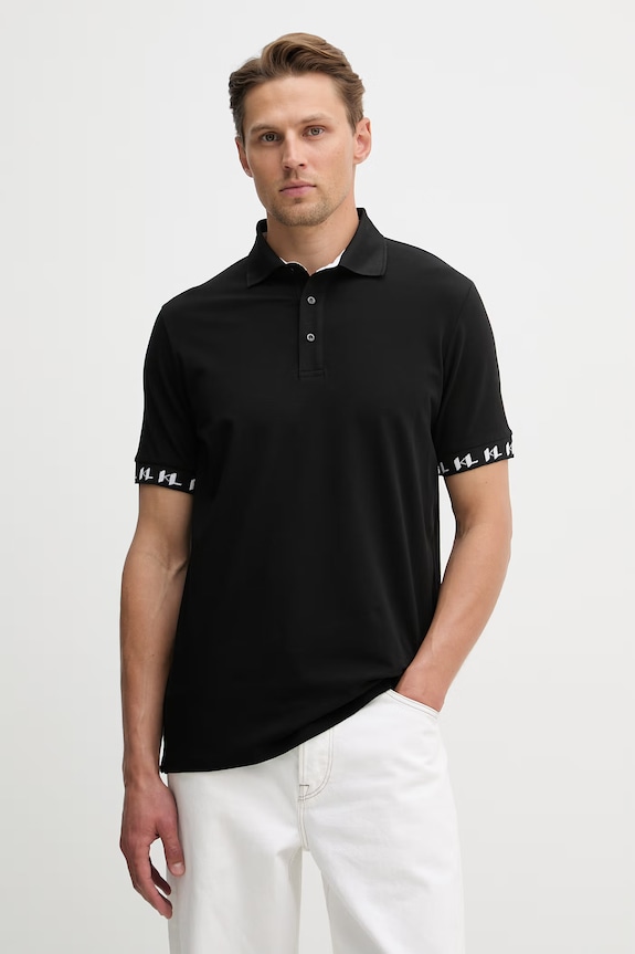 Karl Lagerfeld polo z elastanem czarny 562221.745020