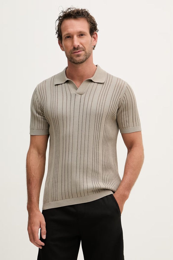 Karl Lagerfeld polo męskie bawełniane beżowy 562304.655016