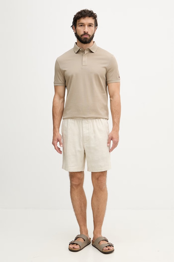 Tommy Hilfiger polo męskie bawełniane MW0MW41513 beżowy SS26