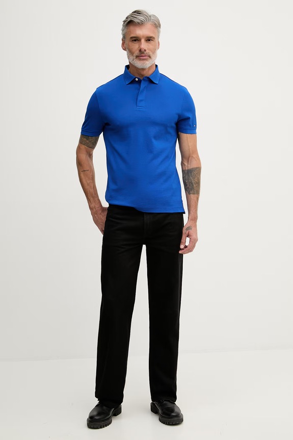 Tommy Hilfiger polo da uomo in cotone MW0MW41513 blu SS26