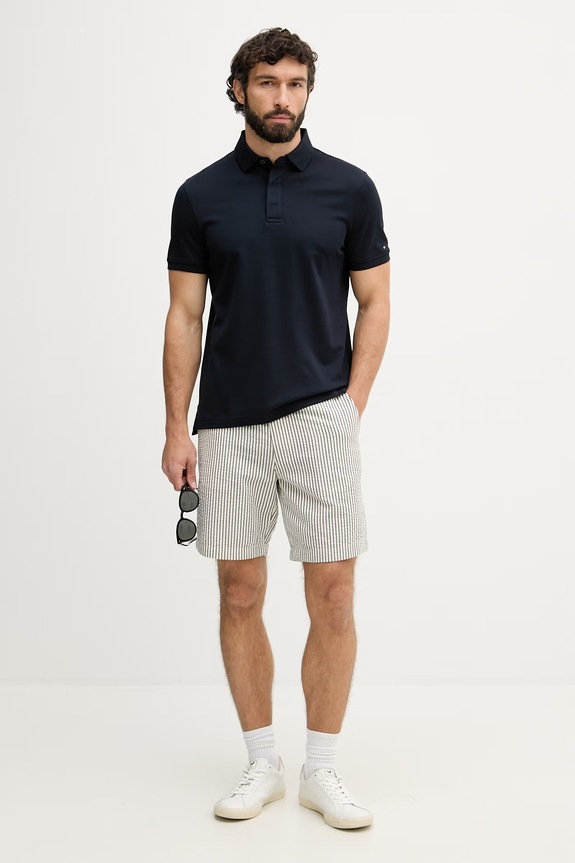 Tommy Hilfiger тениска с яка мъжка от памук MW0MW41513 тъмносин SS26