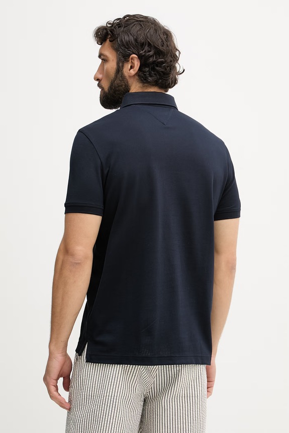 Дрехи Tommy Hilfiger тениска с яка мъжка от памук MW0MW41513 тъмносин