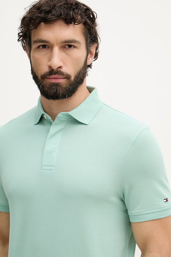 Tommy Hilfiger polo męskie bawełniane zielony MW0MW41513