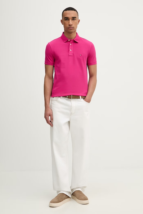 Tommy Hilfiger πόλο ανδρικό MW0MW17771.. ροζ SS26