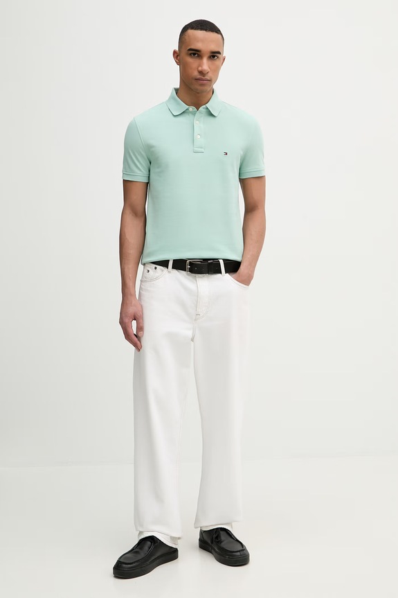 Tommy Hilfiger polo męskie MW0MW17771.. turkusowy SS26