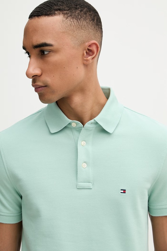 Tommy Hilfiger polo męskie turkusowy MW0MW17771..