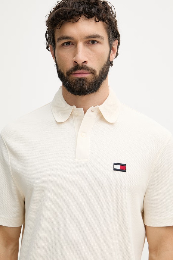 Tommy Hilfiger polo pánské bavlněné béžová MW0MW42740