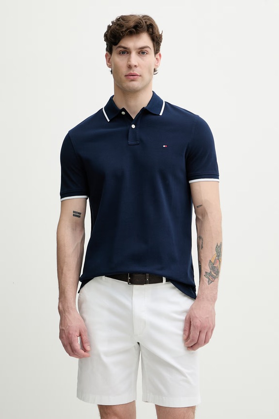 Tommy Hilfiger polo za muškarce od pamuka mornarsko plava MW0MW42748
