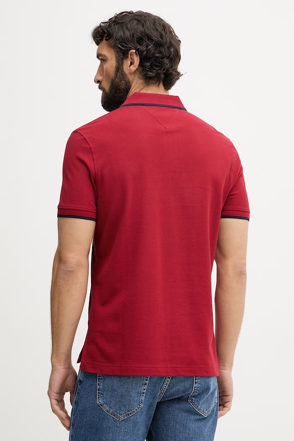 Îmbrăcăminte Tommy Hilfiger polo pentru bărbați, din bumbac MW0MW42748 burgundia