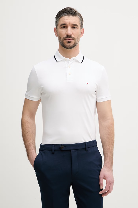Tommy Hilfiger πόλο ανδρικό βαμβακερό λευκό MW0MW43144