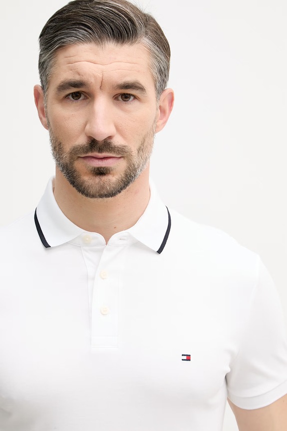 Tommy Hilfiger πόλο ανδρικό βαμβακερό λευκό MW0MW43144