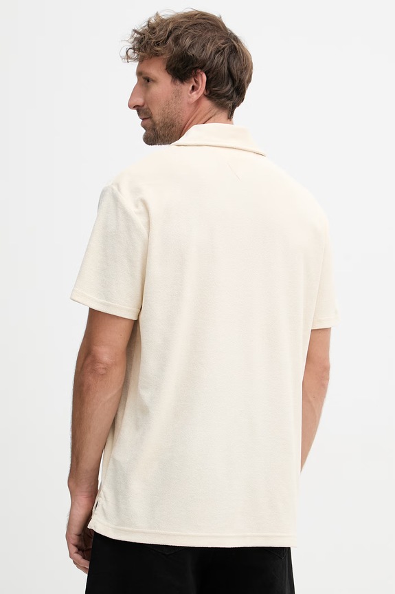 Oblačila Tommy Hilfiger polo majica moška z bombažem SUMMER MW0MW42773 bež