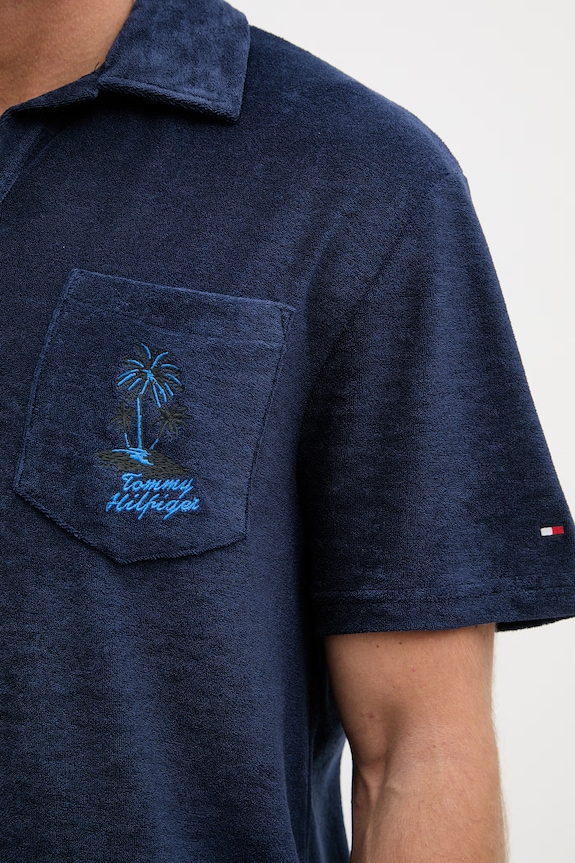 Tommy Hilfiger πόλο ανδρικό με βαμβάκι SUMMER MW0MW42773 σκούρο μπλε