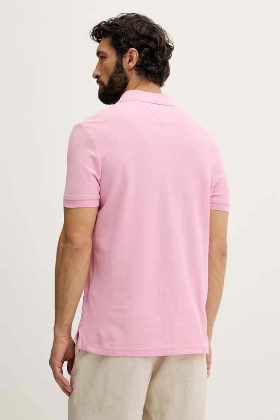 Дрехи Tommy Hilfiger тениска с яка мъжка от памук SUMMER MW0MW43046 розов