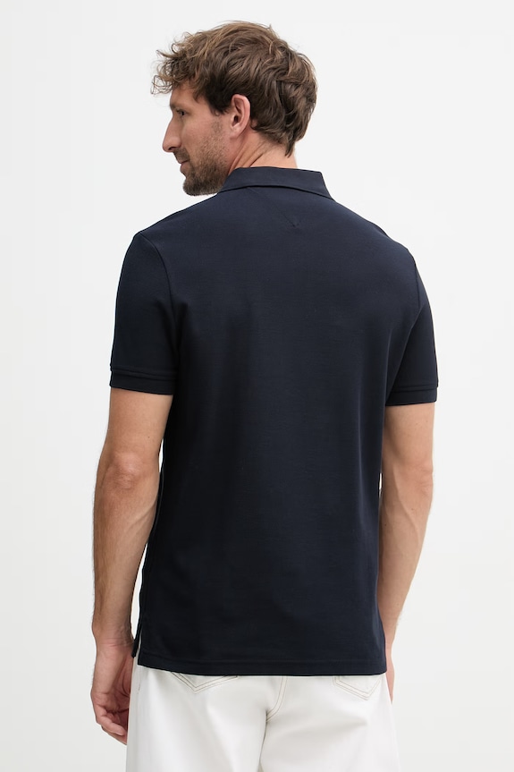 Ρούχα Tommy Hilfiger Πόλο ανδρικό βαμβακερό SUMMER MW0MW43046 σκούρο μπλε