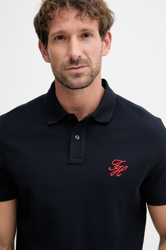 Tommy Hilfiger Πόλο ανδρικό βαμβακερό SUMMER σκούρο μπλε MW0MW43046