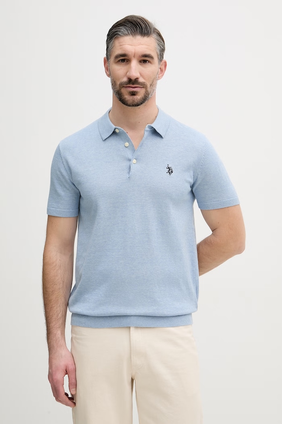 U.S. Polo Assn. Πόλο Ανδρικό Βαμβακερό COMBED SS μπλε MUP3709