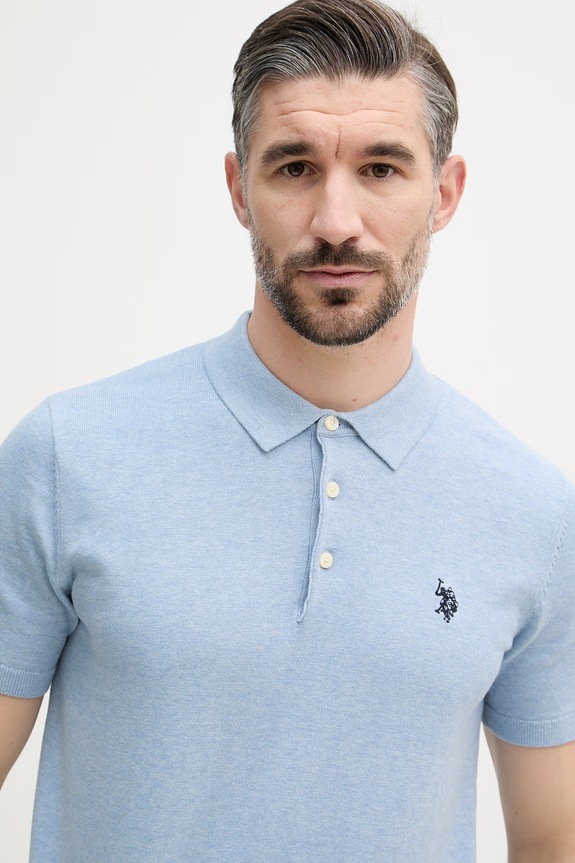 U.S. Polo Assn. Πόλο Ανδρικό Βαμβακερό COMBED SS μπλε MUP3709