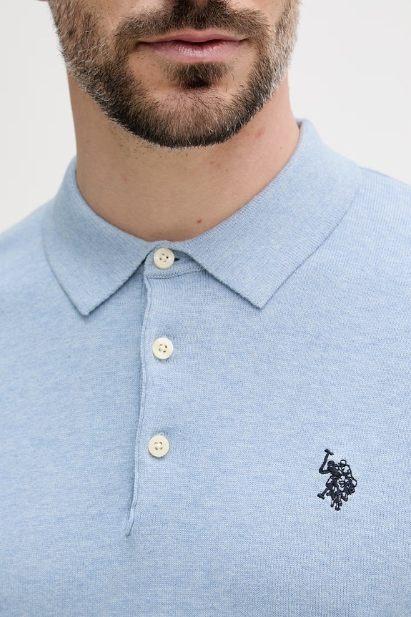 U.S. Polo Assn. Πόλο Ανδρικό Βαμβακερό COMBED SS MUP3709 μπλε