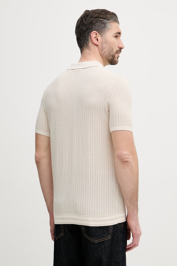Abbigliamento U.S. Polo Assn. Polo da uomo con cotone TIPPED OPEN KNIT SS MUP4673 beige