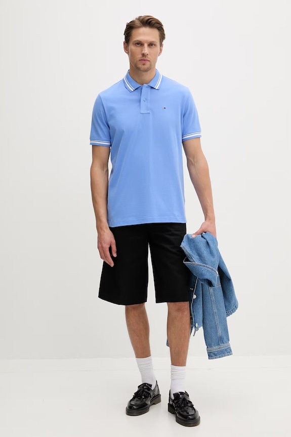 Tommy Jeans πόλο ανδρικό βαμβακερό DM0DM22700 μπλε SS26