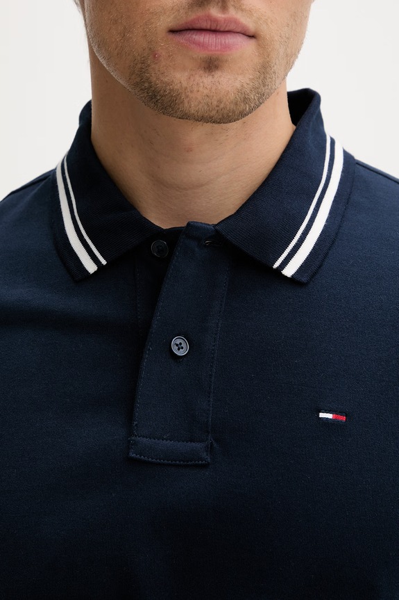 Tommy Jeans πόλο ανδρικό βαμβακερό DM0DM22700 σκούρο μπλε