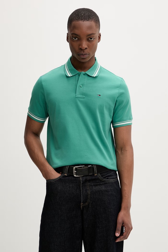 Tommy Jeans polo pentru bărbați, din bumbac verde DM0DM22700