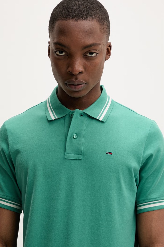 Tommy Jeans polo pentru bărbați, din bumbac verde DM0DM22700