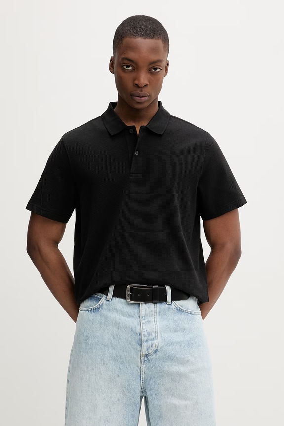 Tommy Jeans polo pentru bărbați, cu bumbac negru DM0DM22703