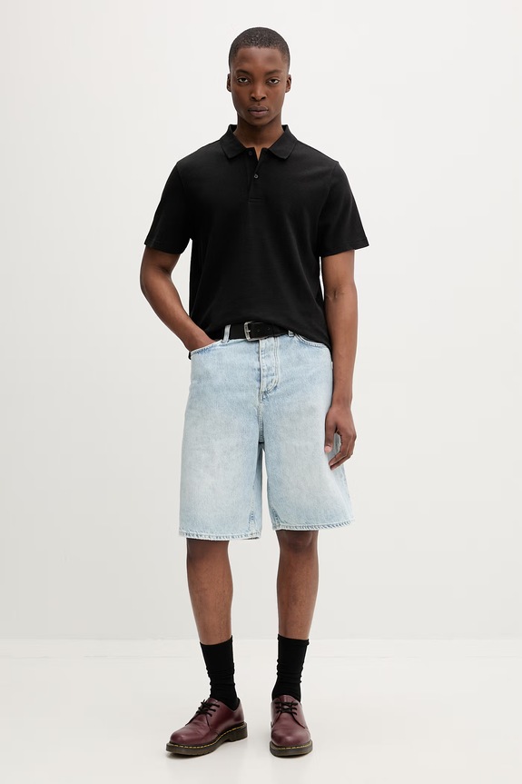 Tommy Jeans polo pentru bărbați, cu bumbac DM0DM22703 negru SS26