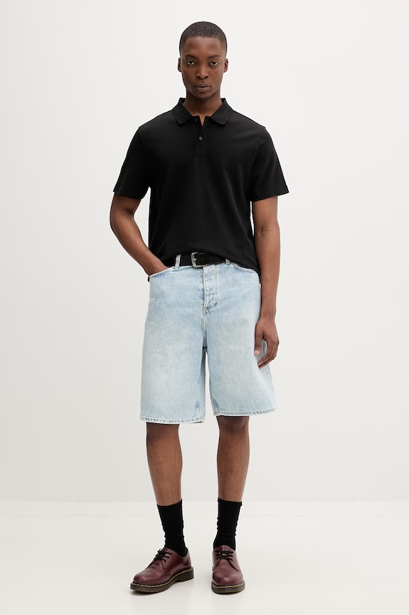 Tommy Jeans polo pentru bărbați, cu bumbac DM0DM22703 negru SS26