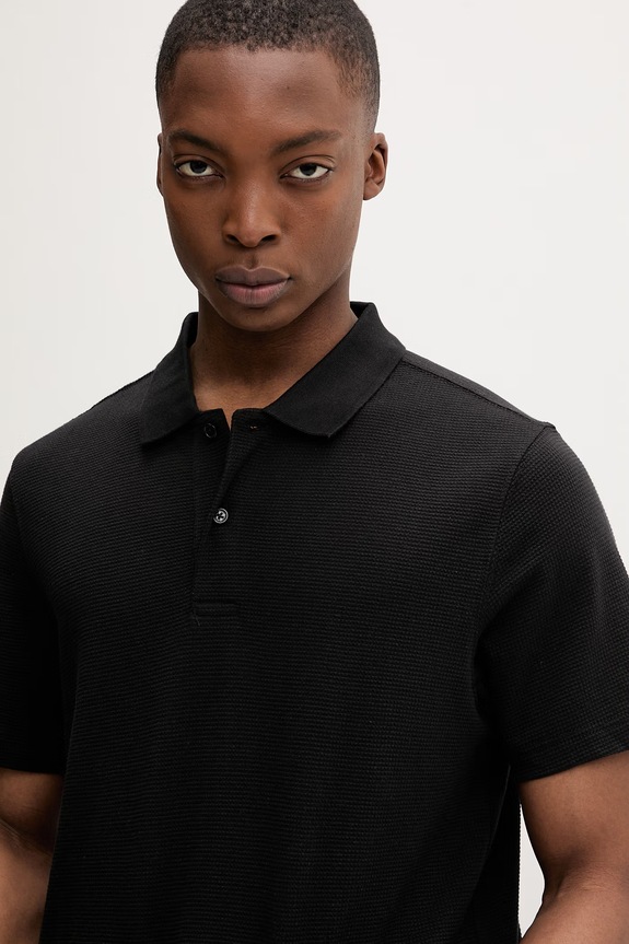 Tommy Jeans polo pentru bărbați, cu bumbac negru DM0DM22703