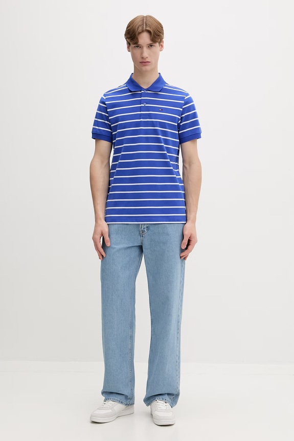 Tommy Jeans polo pentru bărbați, din bumbac DM0DM22708 albastru SS26