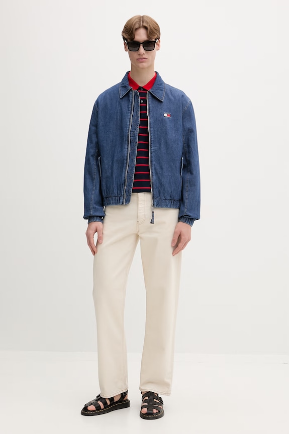 Tommy Jeans polo pentru bărbați, din bumbac DM0DM22708 bleumarin SS26