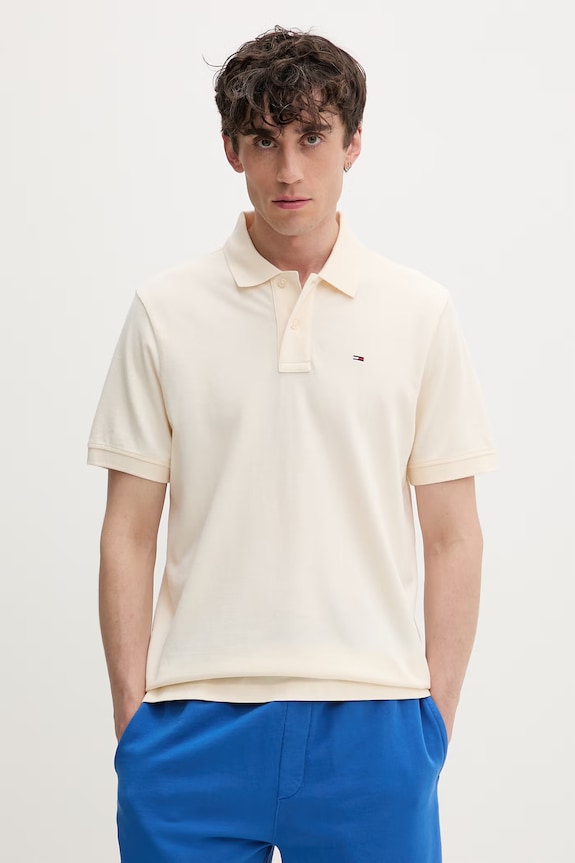 Tommy Jeans πόλο ανδρικό βαμβακερό μπεζ DM0DM22711