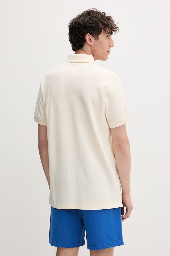 Ρούχα Tommy Jeans πόλο ανδρικό βαμβακερό DM0DM22711 μπεζ