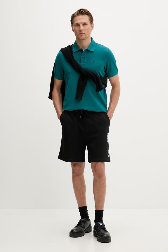Tommy Jeans πόλο ανδρικό βαμβακερό DM0DM22711 τιρκουάζ SS26