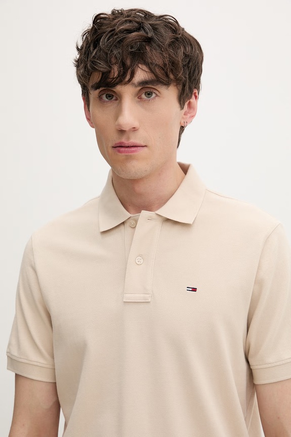 Tommy Jeans polo męskie bawełniane beżowy DM0DM22711
