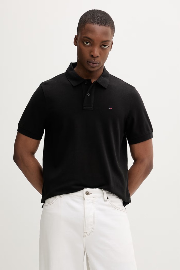 Tommy Jeans polo tričko pánske bavlnené čierna DM0DM22711