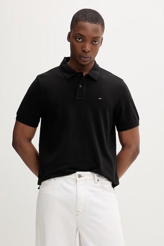 Tommy Jeans polo tričko pánske bavlnené čierna DM0DM22711
