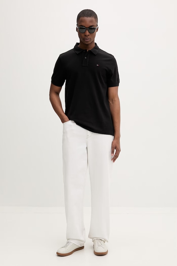 Tommy Jeans polo tričko pánske bavlnené DM0DM22711 čierna SS26