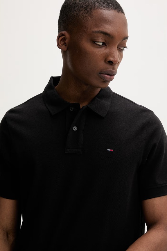 Tommy Jeans polo tričko pánske bavlnené čierna DM0DM22711