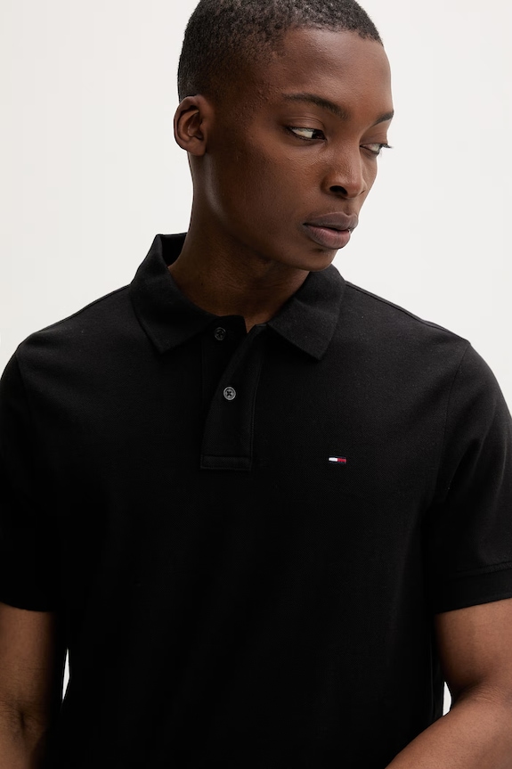 Tommy Jeans polo tričko pánske bavlnené čierna DM0DM22711
