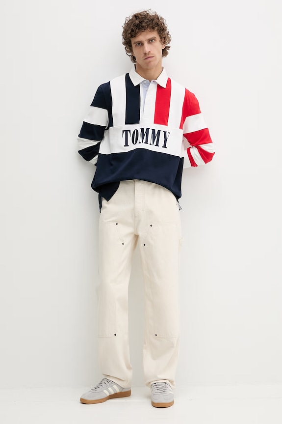 Tommy Jeans Longsleeve pentru bărbați, din bumbac DM0DM23054 bleumarin SS26
