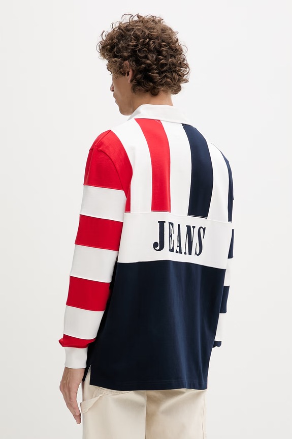 Îmbrăcăminte Tommy Jeans Longsleeve pentru bărbați, din bumbac DM0DM23054 bleumarin