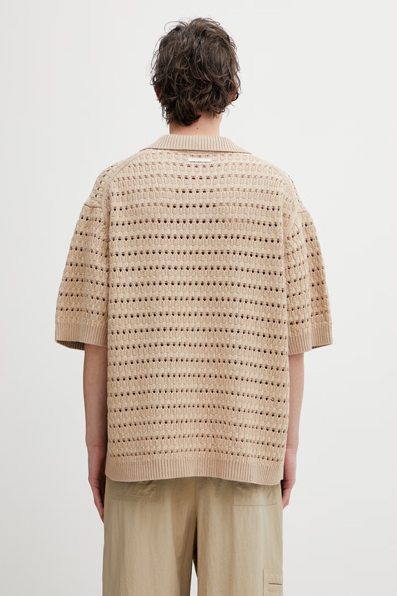 Îmbrăcăminte Maison Kitsuné Basket Weave polo ajurat pentru bărbați QM00210KT1204 maro