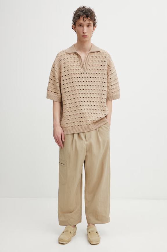 Maison Kitsuné Basket Weave polo ajurat pentru bărbați QM00210KT1204