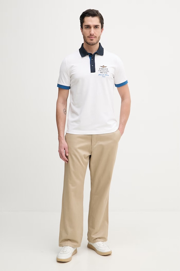 Aeronautica Militare tricou polo PO1908UP00191 alb SS26